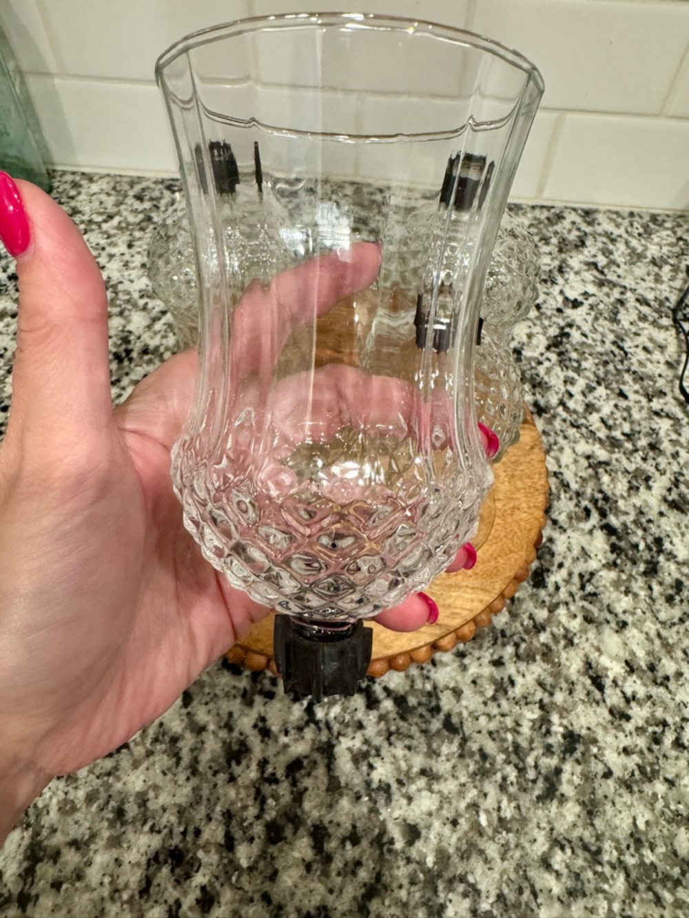 Vintage 90’s Home Interiors Clear Glass “Diamond Crystal” Votive Cups Set of 4 - Picture 3 of 7